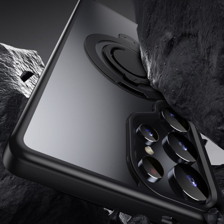 For Samsung Galaxy S25 Ultra 5G Frosted MagSafe Phone Case with 360 Degree Rotating Holder(Blue) by buy2fix