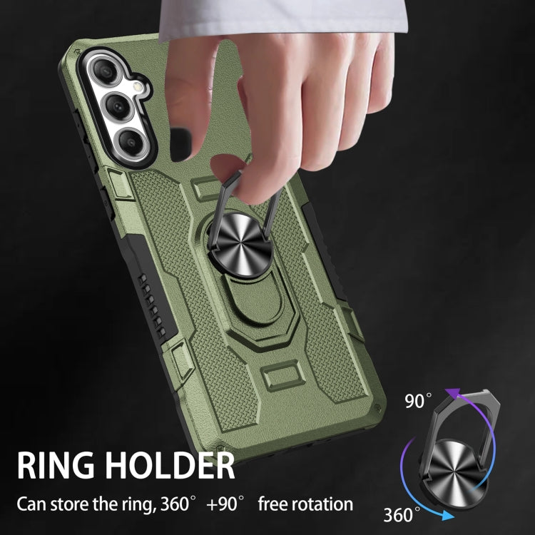 For Samsung Galaxy S25 5G Ring Holder Armor Hybrid Phone Case(Green) by buy2fix