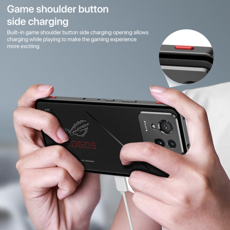 For ASUS ROG Phone 9 Pro Snap Buckle Metal Frame Glass Back Panel Phone Case(Black) - ASUS Cases by buy2fix | Online Shopping UK | buy2fix