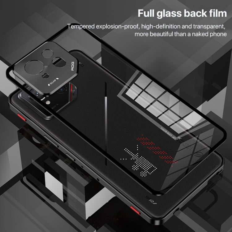 For ASUS ROG Phone 9 Pro Snap Buckle Metal Frame Glass Back Panel Phone Case(Black) - ASUS Cases by buy2fix | Online Shopping UK | buy2fix