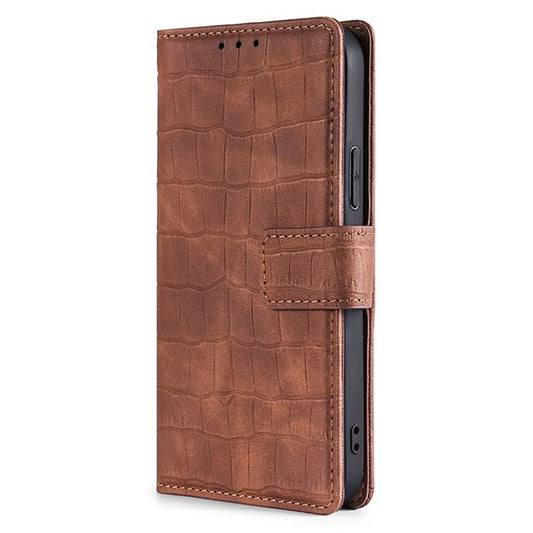 For Samsung Galaxy S25 Ultra 5G Skin Feel Crocodile Magnetic Clasp Leather Phone Case(Brown) by buy2fix