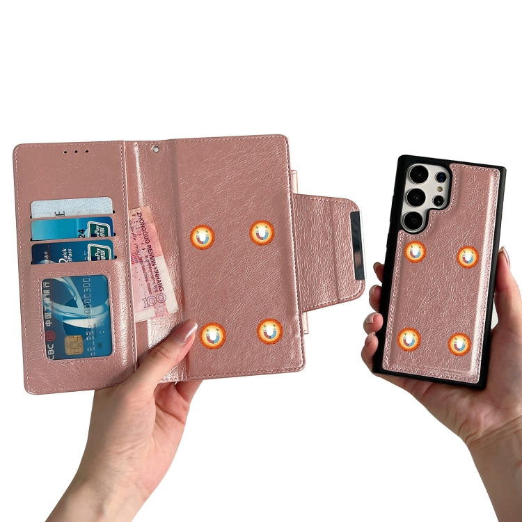 For Samsung Galaxy S25+ 5G Multifunctional 7-Card Wallet Leather Phone Case(Rose Gold) by buy2fix