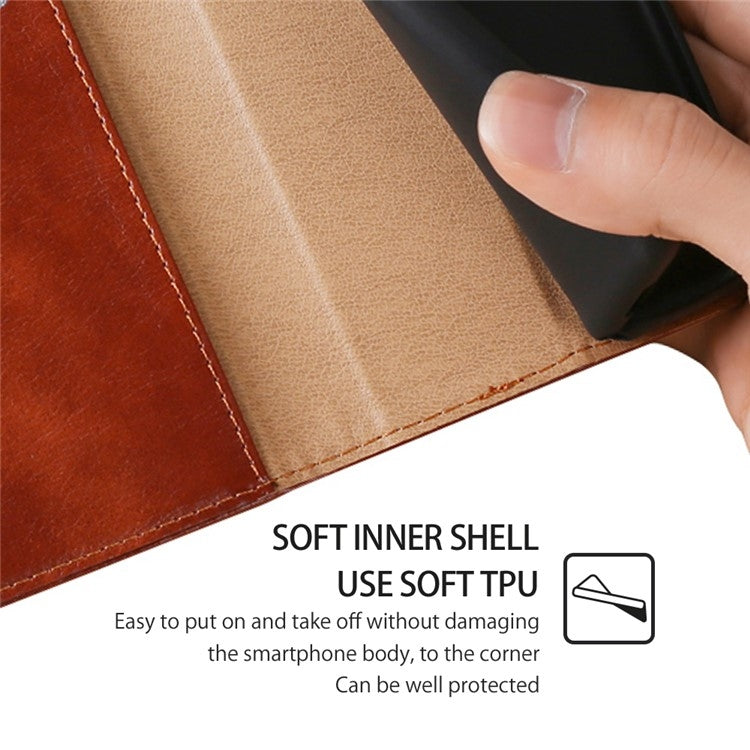 For Samsung Galaxy S25 Ultra 5G Gloss Oil Solid Color Magnetic Leather Phone Case(Brown) by buy2fix
