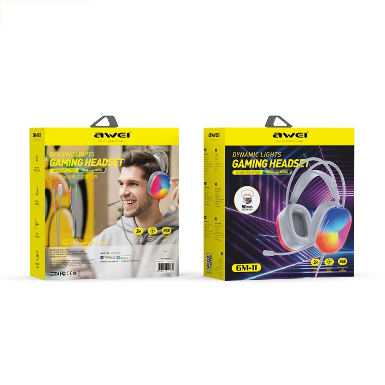 awei GM-11 Luminous Wired Headphones, Cable Length: 2m(White) - Multimedia Headset by awei | Online Shopping UK | buy2fix