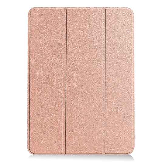 For iPad Air 11 2024 / 2022 / 2020 10.9 Custer Texture Horizontal Flip Leather Case with Three-folding Holder & Sleep / Wake-up Function(Rose Gold) by buy2fix