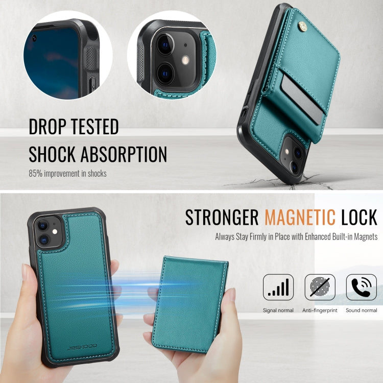 For iPhone 11 JEEHOOD J06 British Style RFID MagSafe Card Bag PU Phone Case(Green) - iPhone 11 Cases by JEEHOOD | Online Shopping UK | buy2fix