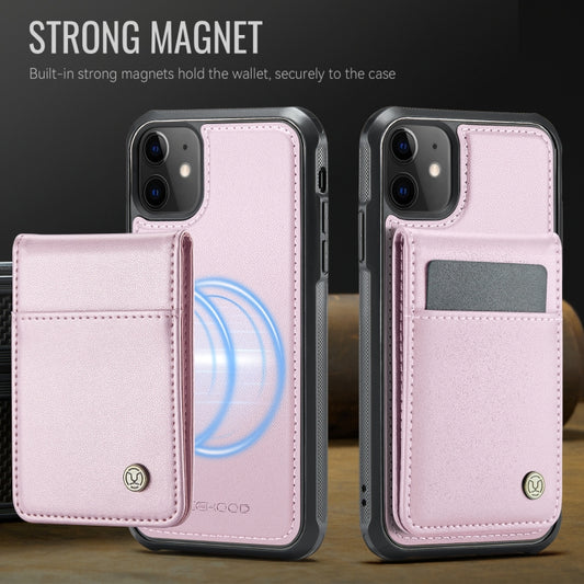 For iPhone 11 JEEHOOD J06 British Style RFID MagSafe Card Bag PU Phone Case(Pink) - iPhone 11 Cases by JEEHOOD | Online Shopping UK | buy2fix