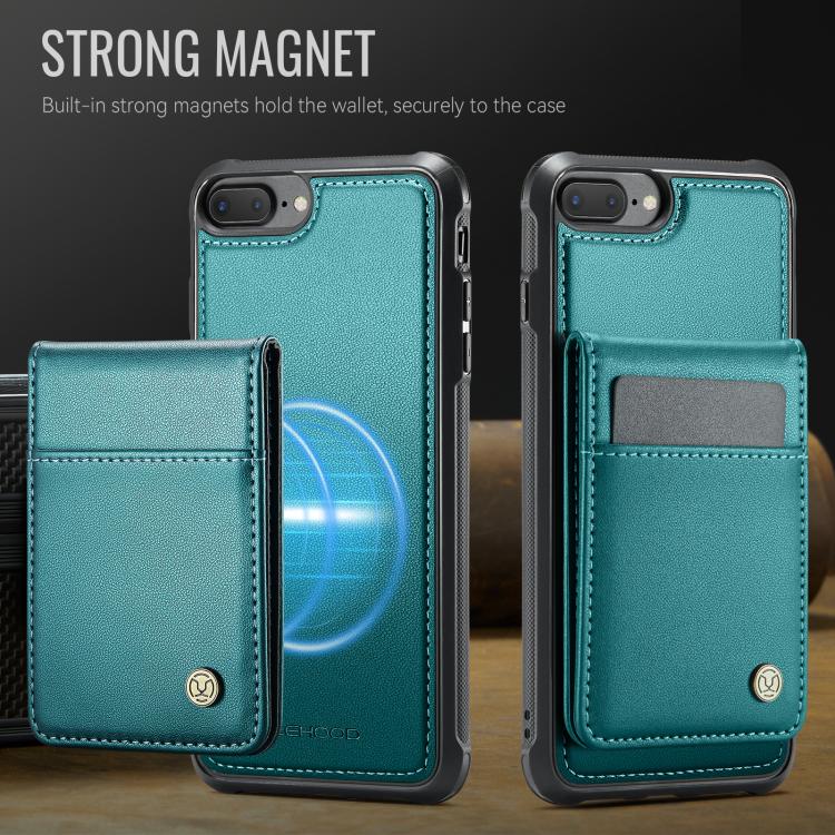 For iPhone 8 Plus / 7 Plus JEEHOOD J06 British Style RFID MagSafe Card Bag PU Phone Case(Green) - More iPhone Cases by JEEHOOD | Online Shopping UK | buy2fix