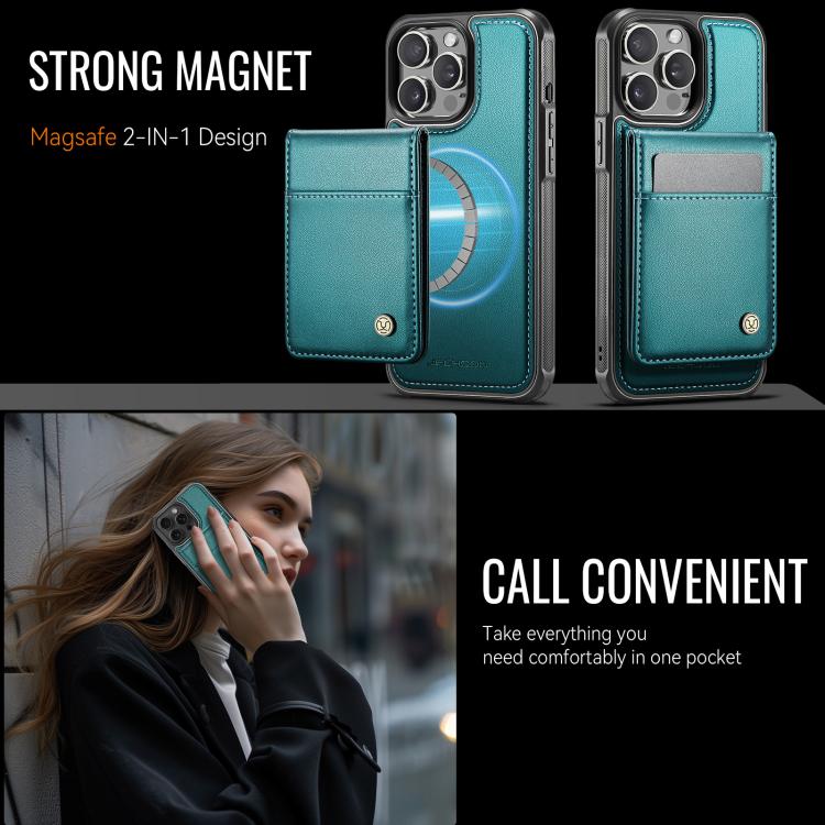 For iPhone 14 Pro Max JEEHOOD J06 British Style RFID MagSafe Card Bag PU Phone Case(Green) - iPhone 14 Pro Max Cases by JEEHOOD | Online Shopping UK | buy2fix