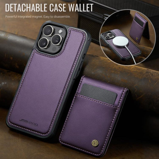 For iPhone 14 Pro JEEHOOD J06 British Style RFID MagSafe Card Bag PU Phone Case(Purple) - iPhone 14 Pro Cases by JEEHOOD | Online Shopping UK | buy2fix