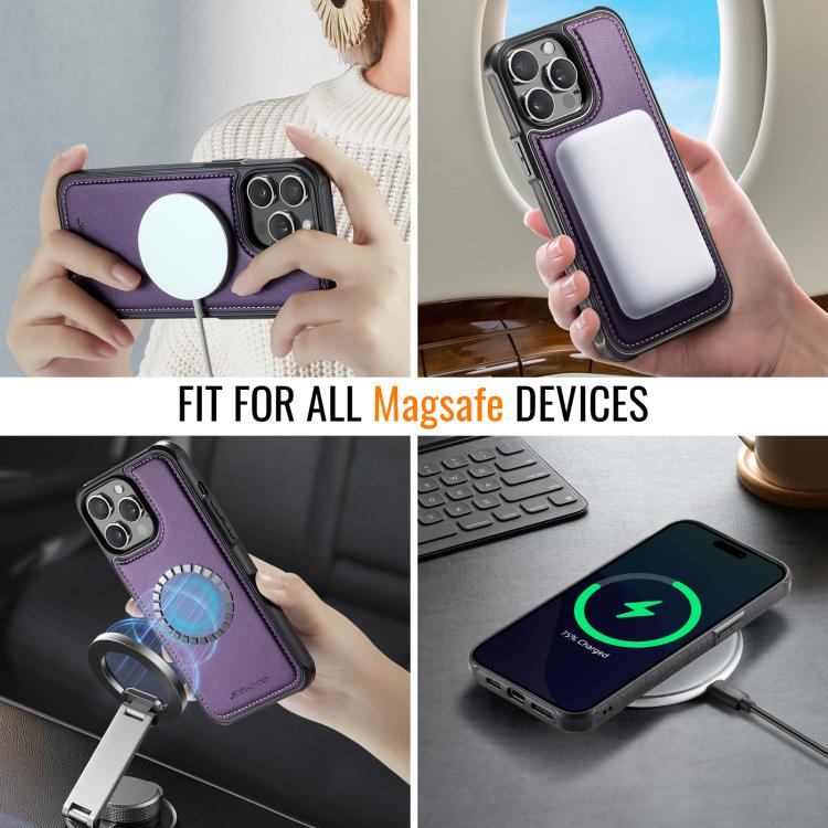 For iPhone 13 Pro Max JEEHOOD J06 British Style RFID MagSafe Card Bag PU Phone Case(Purple) - iPhone 13 Pro Max Cases by JEEHOOD | Online Shopping UK | buy2fix