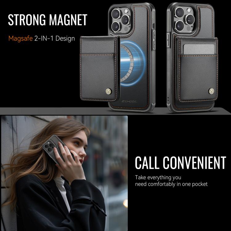 For iPhone 13 Pro JEEHOOD J06 British Style RFID MagSafe Card Bag PU Phone Case(Black) - iPhone 13 Pro Cases by JEEHOOD | Online Shopping UK | buy2fix