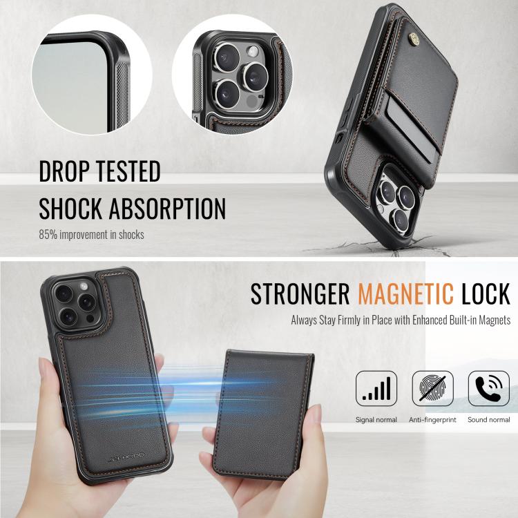 For iPhone 12 Pro Max JEEHOOD J06 British Style RFID MagSafe Card Bag PU Phone Case(Black) - iPhone 12 Pro Max Cases by JEEHOOD | Online Shopping UK | buy2fix