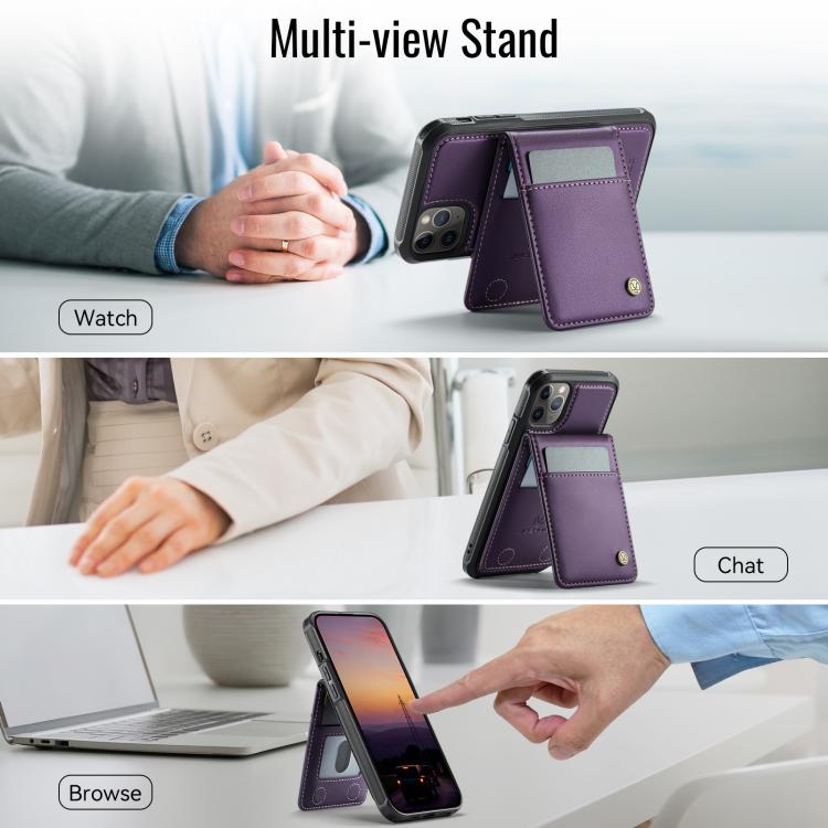 For iPhone 11 Pro JEEHOOD J06 British Style RFID MagSafe Card Bag PU Phone Case(Purple) - iPhone 11 Pro Cases by JEEHOOD | Online Shopping UK | buy2fix