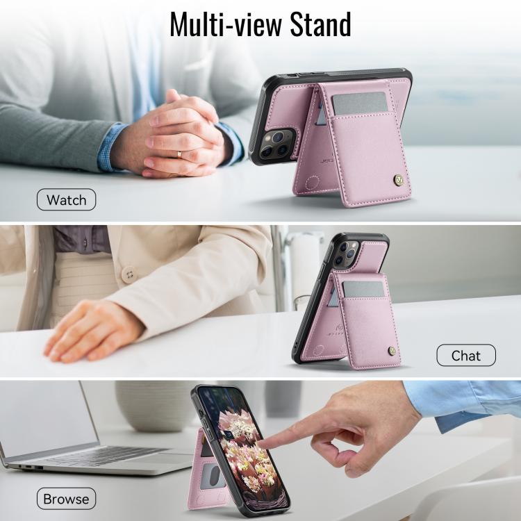 For iPhone 11 Pro JEEHOOD J06 British Style RFID MagSafe Card Bag PU Phone Case(Pink) - iPhone 11 Pro Cases by JEEHOOD | Online Shopping UK | buy2fix
