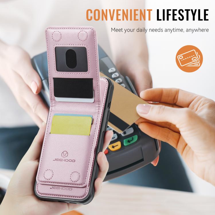 For iPhone 11 Pro JEEHOOD J06 British Style RFID MagSafe Card Bag PU Phone Case(Pink) - iPhone 11 Pro Cases by JEEHOOD | Online Shopping UK | buy2fix