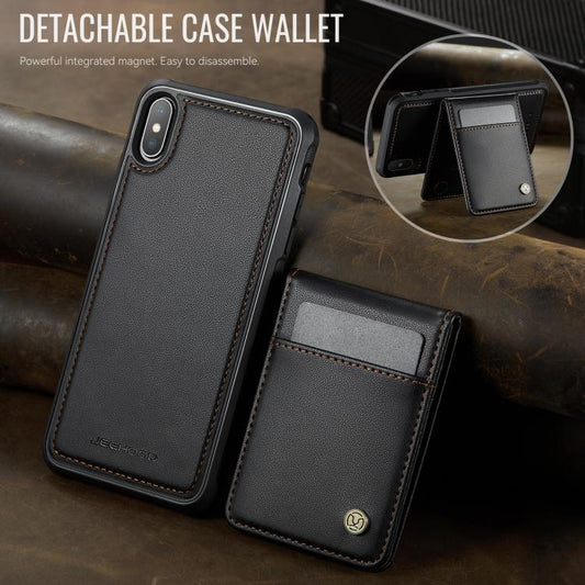 For iPhone X / XS JEEHOOD J06 British Style RFID MagSafe Card Bag PU Phone Case(Black) - More iPhone Cases by JEEHOOD | Online Shopping UK | buy2fix