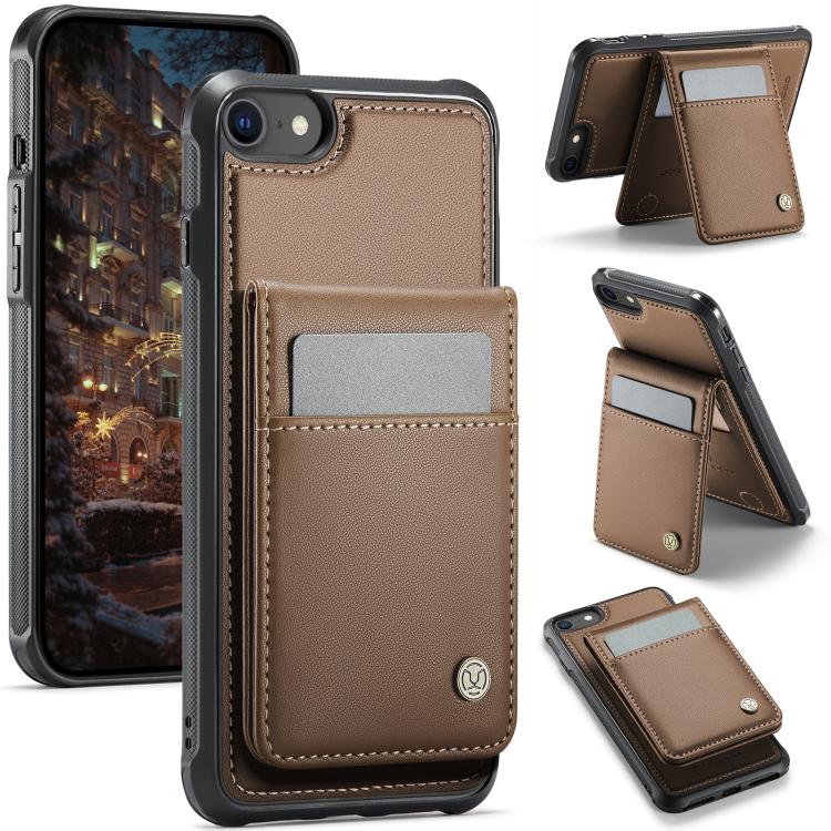For iPhone SE 2022 / SE 2020 / 8 JEEHOOD J06 British Style RFID MagSafe Card Bag PU Phone Case(Brown) - iPhone SE 2022 / 2020 / 8 / 7 Cases by JEEHOOD | Online Shopping UK | buy2fix