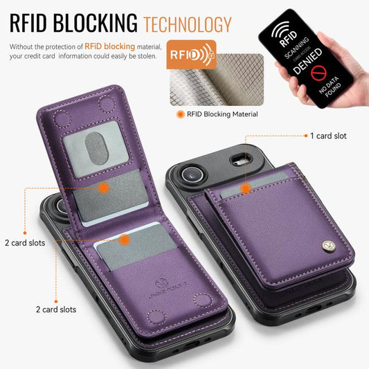For iPhone Air JEEHOOD J06 British Style RFID MagSafe Card Bag PU Phone Case(Purple) - iPhone Air Cases by JEEHOOD | Online Shopping UK | buy2fix