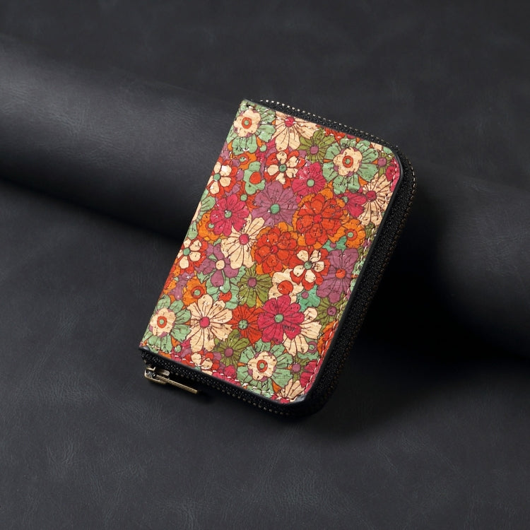 Denior V16 Flower MagSafe RFID Zipper Wallet Card Bag Case(Red) - Adhesive Card Holders by Denior | Online Shopping UK | buy2fix