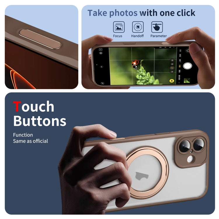 For iPhone 16 Translucent Frosted MagSafe Rotating Holder Phone Case with AI Button(Gold) - iPhone 16 Cases by buy2fix | Online Shopping UK | buy2fix