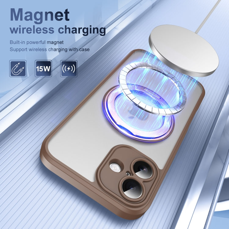 For iPhone 16 Translucent Frosted MagSafe Rotating Holder Phone Case with AI Button(Gold) - iPhone 16 Cases by buy2fix | Online Shopping UK | buy2fix