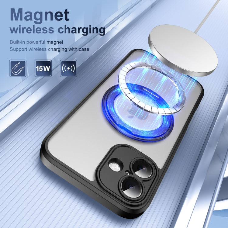 For iPhone 16 Plus Translucent Frosted MagSafe Rotating Holder Phone Case with AI Button(Black) - iPhone 16 Plus Cases by buy2fix | Online Shopping UK | buy2fix