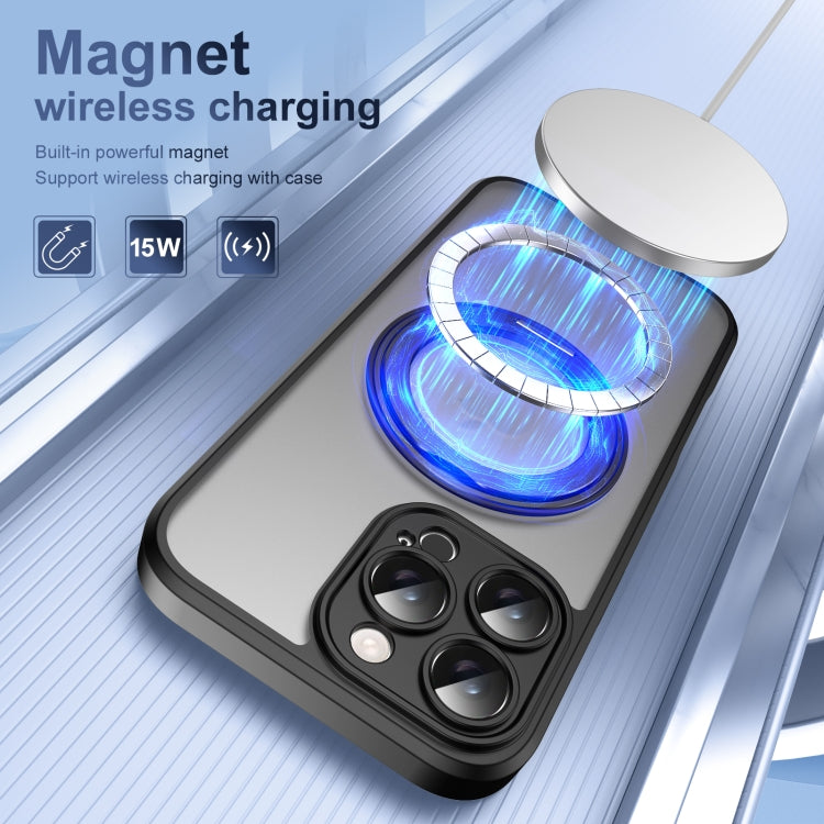For iPhone 16 Pro Translucent Frosted MagSafe Rotating Holder Phone Case with AI Button(Black) - iPhone 16 Pro Cases by buy2fix | Online Shopping UK | buy2fix
