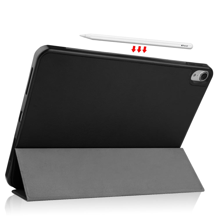 For iPad Air 11 2025 / 2024 / 2022 / 2020 10.9 Custer Texture TPU Horizontal Flip Leather Case with Sleep / Wake-up Function & Three-folding Holder & Pen Slot(Black) - iPad Air (2022) / (2020) 10.9 Cases by buy2fix | Online Shopping UK | buy2fix