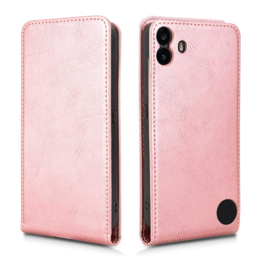For Nothing CMF Phone 1 Magnetic Vertical Flip Leather Phone Case(Rose Gold) - More Brand by buy2fix | Online Shopping UK | buy2fix