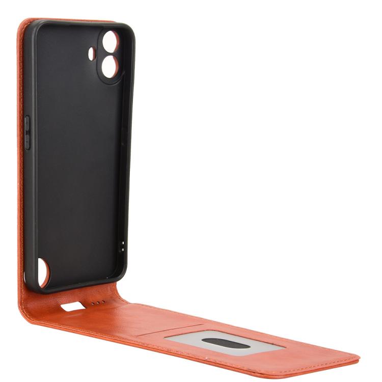 For Nothing CMF Phone 1 Magnetic Vertical Flip Leather Phone Case(Brown) - Nothing Cases by buy2fix | Online Shopping UK | buy2fix