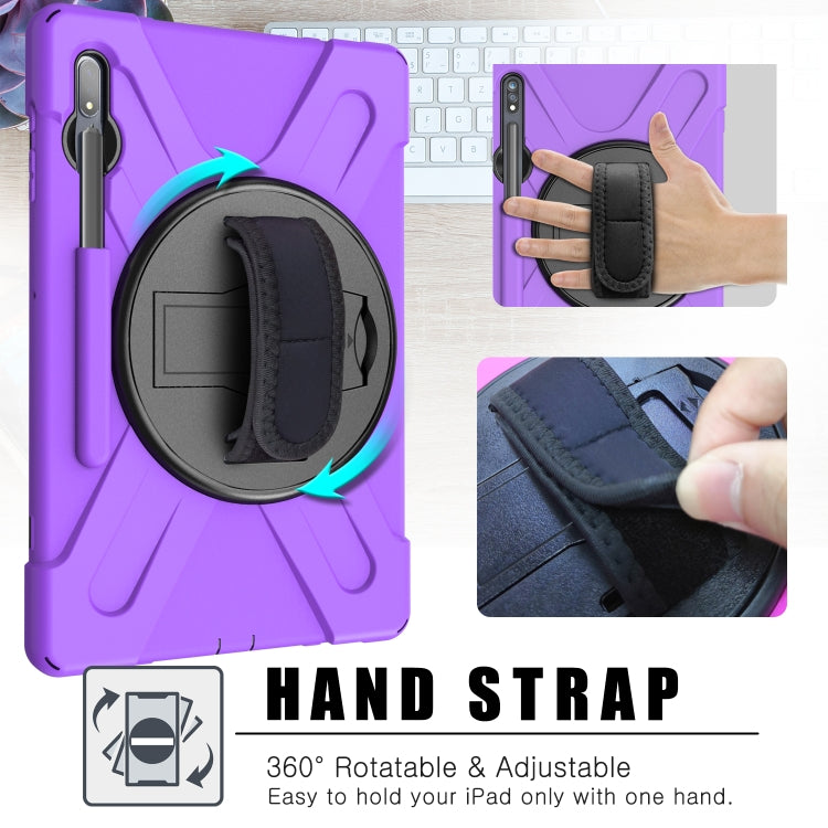 For Samsung Galaxy Tab S8+ / Tab S8 Plus / Tab S7 FE / Tab S7+ Shockproof Colorful Silicone + PC Protective Case with Holder & Shoulder Strap & Hand Strap(Purple) by buy2fix