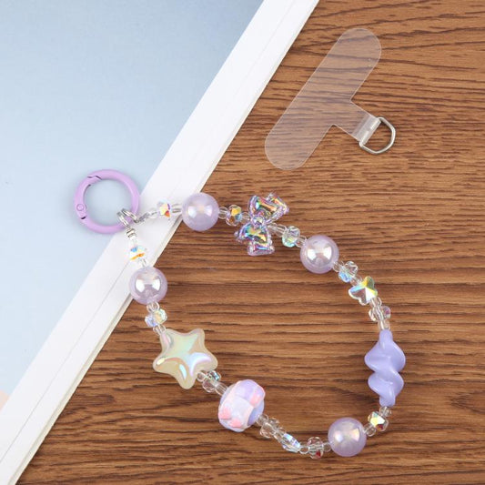 Spiral Bead Chain Phone Anti-lost Short Lanyard(Purple) - Lanyards & Wrist Straps by buy2fix | Online Shopping UK | buy2fix