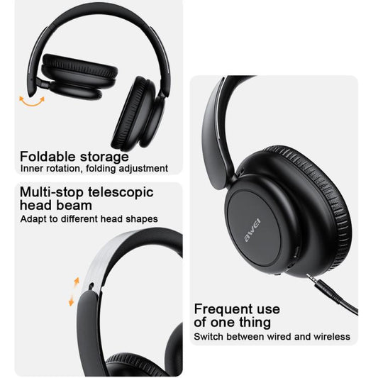 awei A996 Pro Wireless Bluetooth / AUX V5.3 ANC Headphones(Black) - Headset & Headphone by awei | Online Shopping UK | buy2fix
