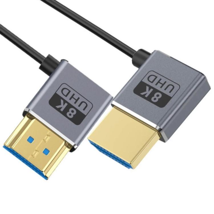 0.7m Coiled Coaxial 8K 48Gbps HDMI 2.1 Cable, Port:Right to Left Elbow - Cable by buy2fix | Online Shopping UK | buy2fix