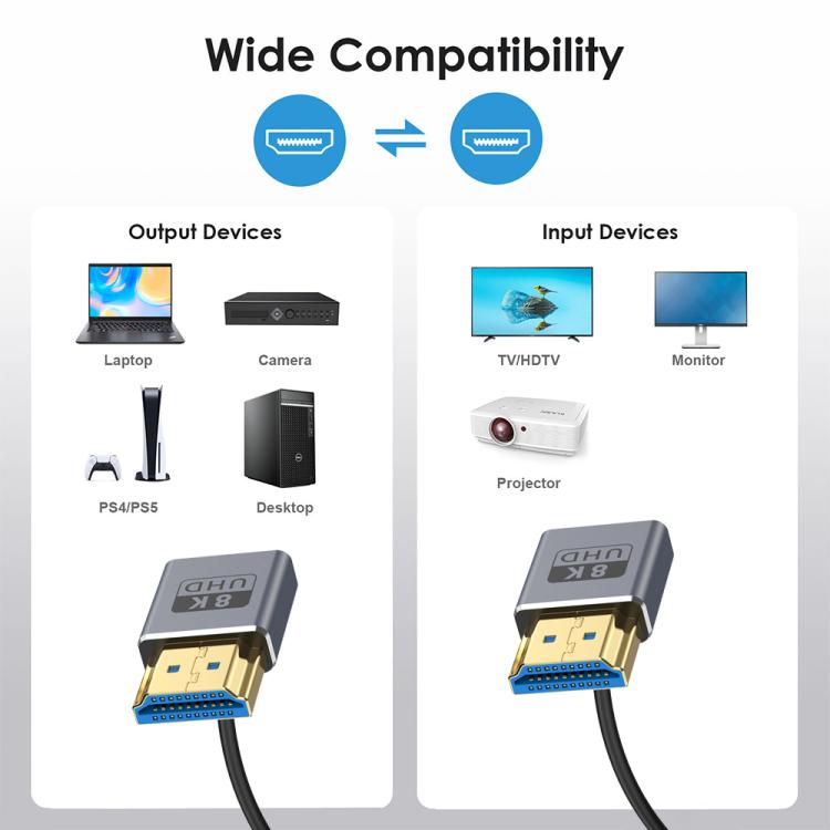 0.7m Coiled Coaxial 8K 48Gbps HDMI 2.1 Cable, Port:Down to Down Elbow - Cable by buy2fix | Online Shopping UK | buy2fix