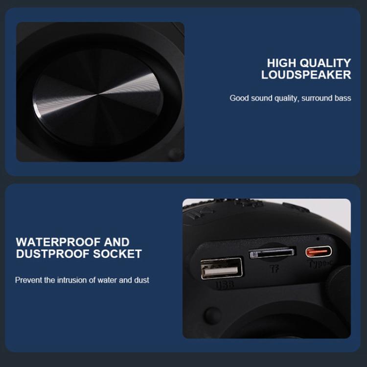 Portable Outdoor RGB Light Bluetooth Speaker Desktop Subwoofer(Black) - Desktop Speaker by buy2fix | Online Shopping UK | buy2fix