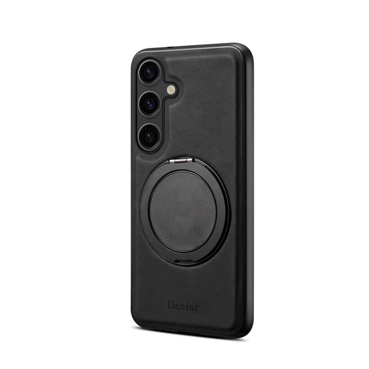 For Samsung Galaxy S25 5G Denior A14 Skin Feel Rotating Holder MagSafe Phone Case(Black) - Galaxy S25 5G Cases by Denior | Online Shopping UK | buy2fix