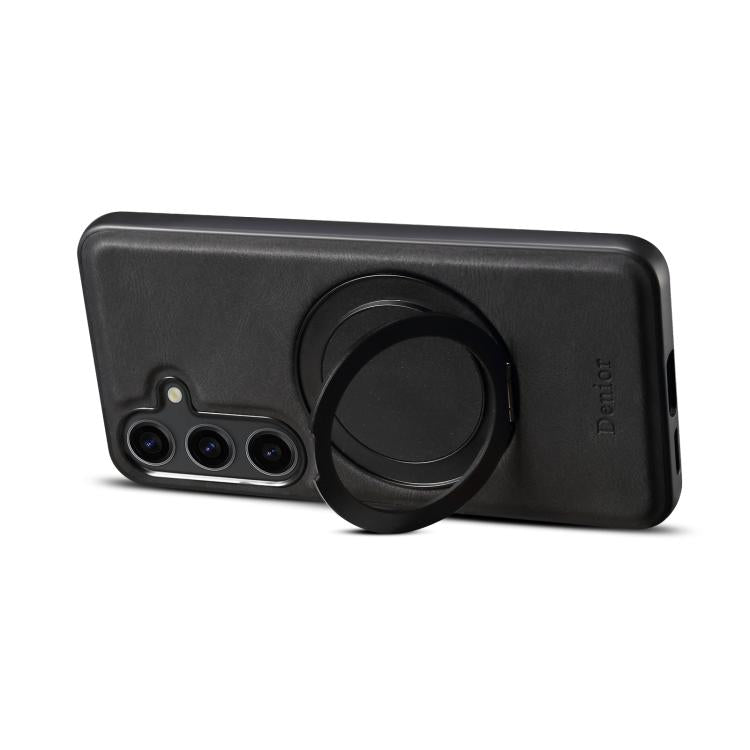 For Samsung Galaxy S25 5G Denior A14 Skin Feel Rotating Holder MagSafe Phone Case(Black) - Galaxy S25 5G Cases by Denior | Online Shopping UK | buy2fix