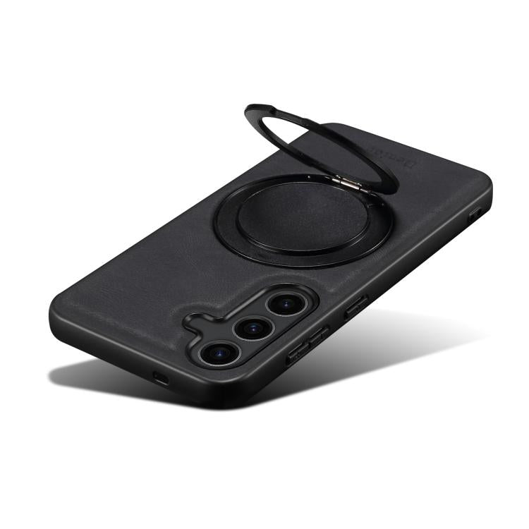 For Samsung Galaxy S25 5G Denior A14 Skin Feel Rotating Holder MagSafe Phone Case(Black) - Galaxy S25 5G Cases by Denior | Online Shopping UK | buy2fix