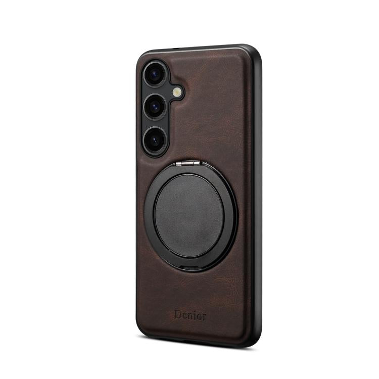 For Samsung Galaxy S25+ 5G Denior A14 Skin Feel Rotating Holder MagSafe Phone Case(Brown) - Galaxy S25+ 5G Cases by Denior | Online Shopping UK | buy2fix