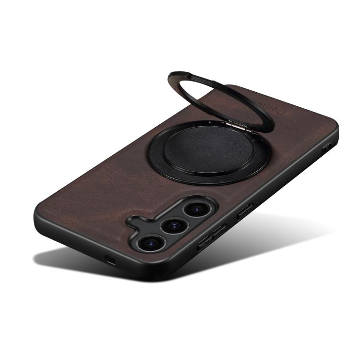 For Samsung Galaxy S25+ 5G Denior A14 Skin Feel Rotating Holder MagSafe Phone Case(Brown) - Galaxy S25+ 5G Cases by Denior | Online Shopping UK | buy2fix