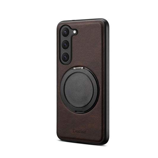 For Samsung Galaxy S23 5G Denior A14 Skin Feel Rotating Holder MagSafe Phone Case(Brown) - Galaxy S23 5G Cases by Denior | Online Shopping UK | buy2fix