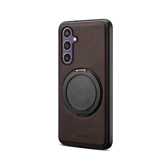 For Samsung Galaxy S23 FE 5G Denior A14 Skin Feel Rotating Holder MagSafe Phone Case(Brown) - Galaxy S23 FE 5G Cases by Denior | Online Shopping UK | buy2fix