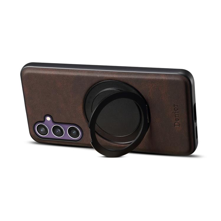 For Samsung Galaxy S23 FE 5G Denior A14 Skin Feel Rotating Holder MagSafe Phone Case(Brown) - Galaxy S23 FE 5G Cases by Denior | Online Shopping UK | buy2fix