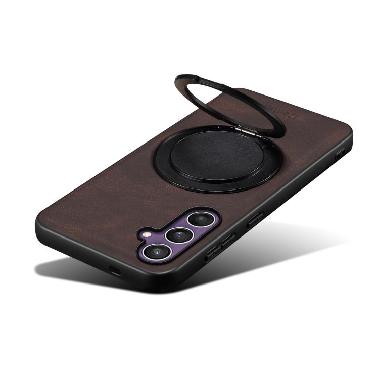 For Samsung Galaxy S23 FE 5G Denior A14 Skin Feel Rotating Holder MagSafe Phone Case(Brown) - Galaxy S23 FE 5G Cases by Denior | Online Shopping UK | buy2fix