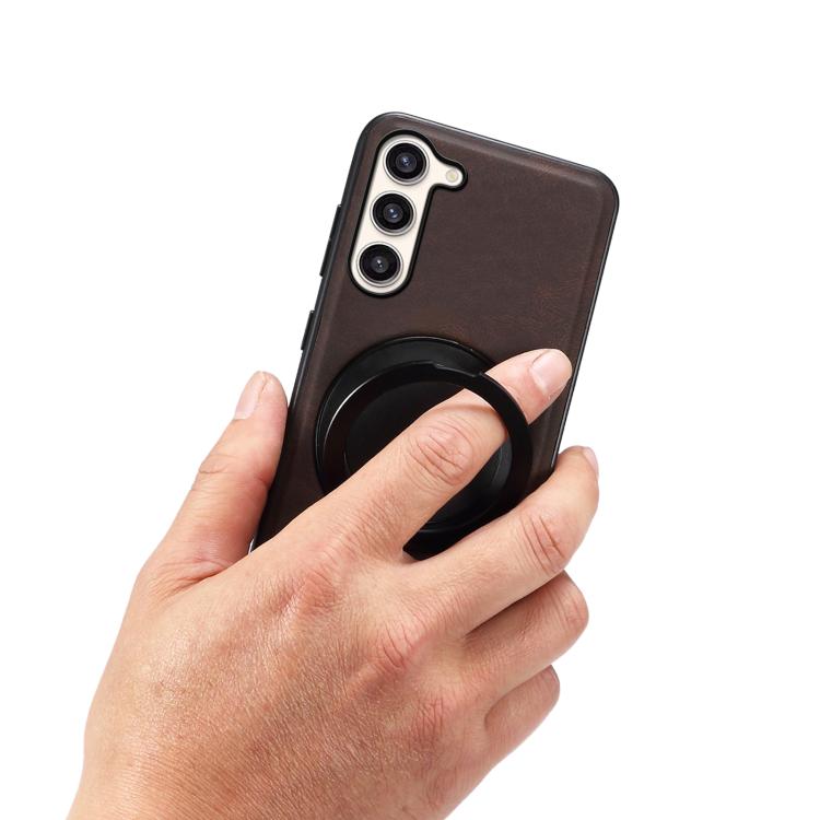For Samsung Galaxy S23+ 5G Denior A14 Skin Feel Rotating Holder MagSafe Phone Case(Brown) - Galaxy S23+ 5G Cases by Denior | Online Shopping UK | buy2fix