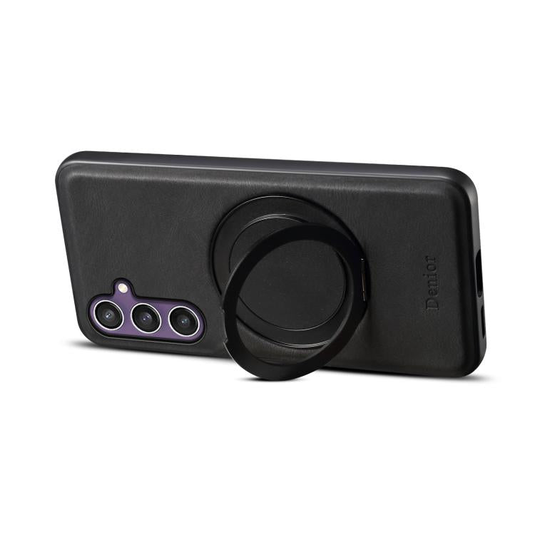 For Samsung Galaxy S24 5G Denior A14 Skin Feel Rotating Holder MagSafe Phone Case(Black) - Galaxy S24 5G Cases by Denior | Online Shopping UK | buy2fix