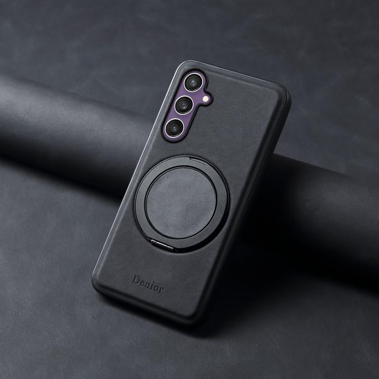 For Samsung Galaxy S24 5G Denior A14 Skin Feel Rotating Holder MagSafe Phone Case(Black) - Galaxy S24 5G Cases by Denior | Online Shopping UK | buy2fix