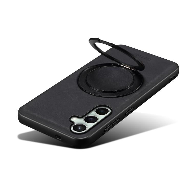 For Samsung Galaxy S24 FE 5G Denior A14 Skin Feel Rotating Holder MagSafe Phone Case(Black) - Galaxy S24 FE 5G Cases by Denior | Online Shopping UK | buy2fix